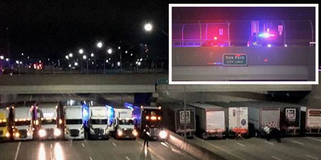 In den USA reihten sich Lastwagen unter der Brücke auf, um den Mann davon abzuhalten, Selbstmord zu begehen!