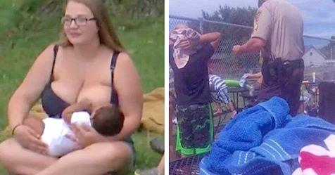 Mutter stillt neben einem öffentlichen Schwimmbad, bis sie gestoppt wird – ihre Reaktion wurde zum Internethit	
