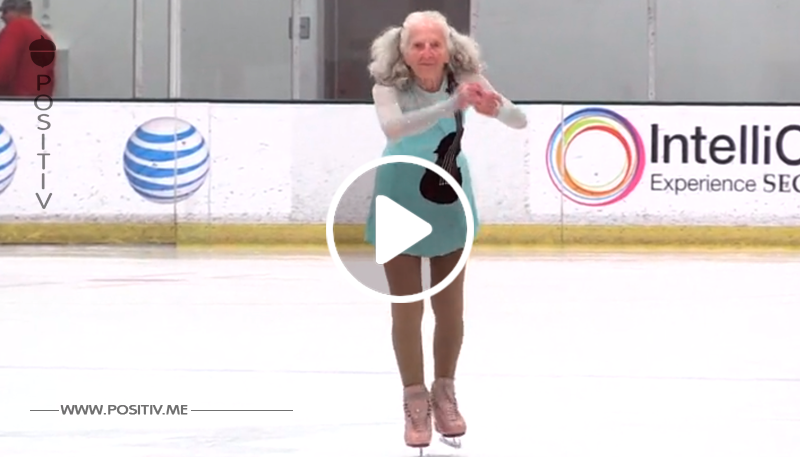 Video: 90-jährige Eiskunstläuferin begeistert Publikum.