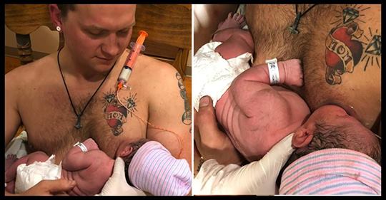 Dieser Vater hofft, andere Väter mit Fotos von sich beim Stillen seines neugeborenen Kindes zu inspirieren