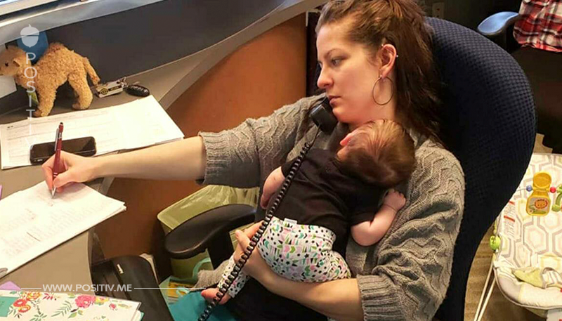 Mutter bringt Neugeborenes zur Arbeit, macht Schlagzeilen, als Boss heimlich Foto davon macht
