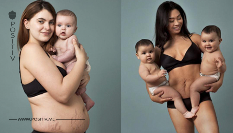 12 Frauen zeigen ihre Körper nach der Schwangerschaft.