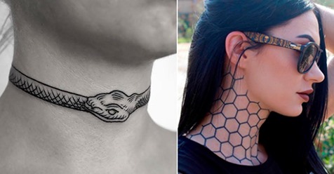 15 Fotos von ungewöhnlichen Hals-Tattoos.