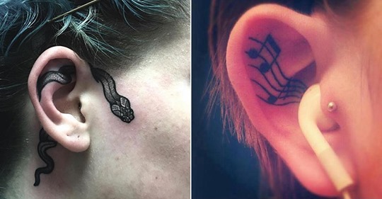 15 außergewöhnliche Tattoos auf dem Ohr.
