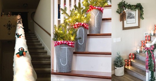 Dieses Jahr darf während der Feiertage auch die Treppe geschmückt werden! 14 wunderschöne Weihnachtsdekorationen für Treppen!