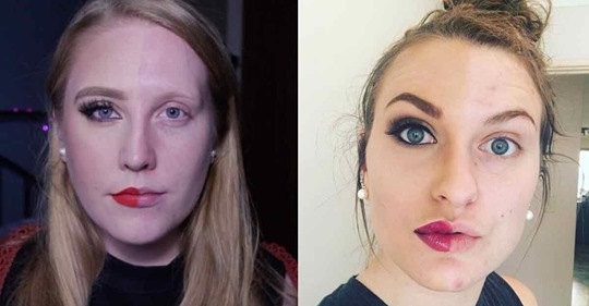 14 Frauen zeigen eine Hälfte ihres Gesichts ungeschminkt