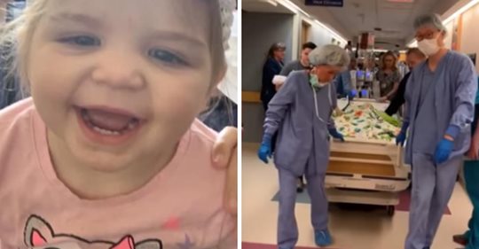 Krankenhausmitarbeiter singen  Amazing Grace  für Kleinkind, das seine letzte Reise antritt und Organe spendet