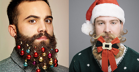 Neue Trends für Weihnachten: Dekorieren Sie Ihren Bart mit Kugeln und Lichtern! Für eine echte Weihnachtsstimmung!