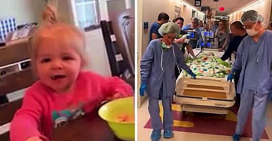 Das Krankenhauspersonal singt  Amazing Grace, während sie ein Kleinkind in den OP schieben, weil es dort seine Organe spenden wird