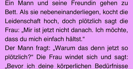 Witz des Tages: Mann rächt sich für Bett Enttäuschung