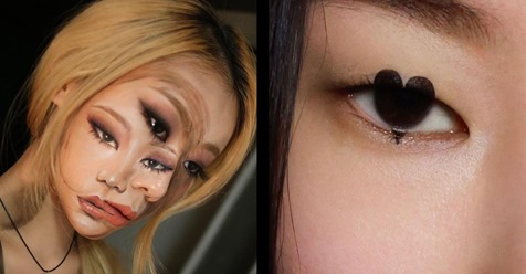 16 Bilder: Frau führt mit Make-up Wahrnehmung aufs Glatteis