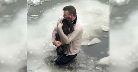 Fußgänger rettet kleinen Hund aus zugefrorenem See vor Ertrinken: Fellnase brach in Eis ein