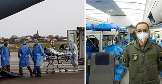 Luftwaffe bringt Corona Notfallpatienten aus Frankreich und Italien nach Deutschland