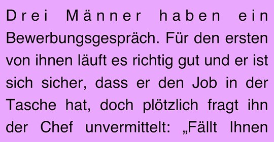 Witz des Tages: Bewerbungsgespräch mit Hindernis