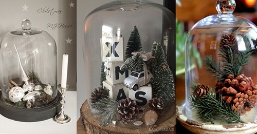 Haben Sie noch ein unbenutztes Glockenglas im Schrank? Schaffen Sie einzigartige Weihnachtsdekorationen damit!