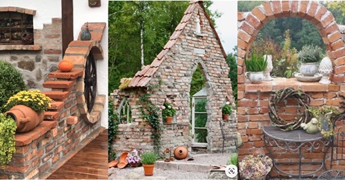 Backsteine können sehr gut dekorativ im Garten verwendet werden. Siehe 9 Beispiele hier.