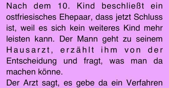 Ostfriesenwitz: Friesische Verhütungsmethode