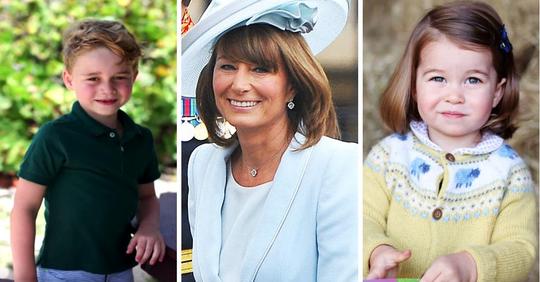 Die beste Oma aller Zeiten Prinz George und Prinzessin Charlotte wurden gesehen, wie sie mit Carole Middleton im Familienunternehmen spielten
