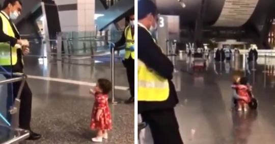 Gut erzogenes kleines Mädchen fragt den Flughafensicherheitsdienst, ob sie ihre Tante umarmen gehen darf, die in Kürze wegfliegt (+ VIDEO)