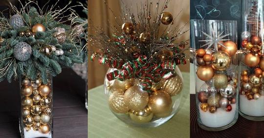 Vasen in Kombination mit Weihnachtskugeln sind vielleicht die billigste und schönste Weihnachtsdekoration!