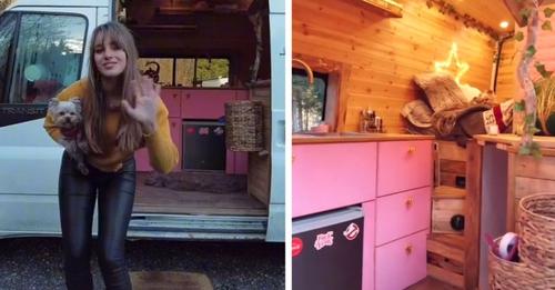 21 Jährige verwandelt einen Lieferwagen unter Verwendung von Recycling Materialien in ein Zuhause: Sie zahlt keine Miete und spart