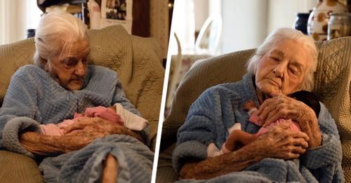 92-jährige Großmutter schwört, lange genug zu leben, um ihre Ururenkelin kennenzulernen: Die Fotos der Szene sind unglaublich süß